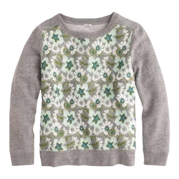 J.crew Sea Green Floral Crewneck Sweatshirts XS - Picture 1 of 10